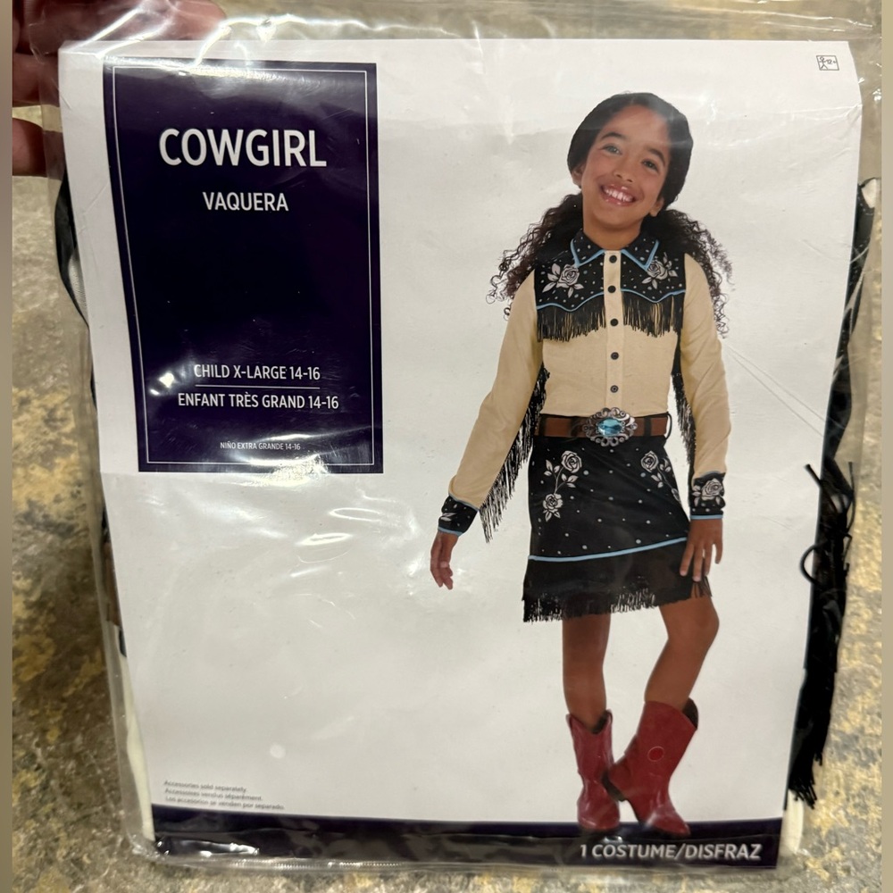 Cowgirl Costume Youth XL (14-16) unbranded Party City NEW